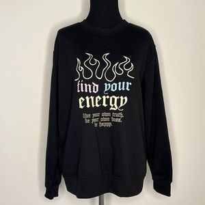 BOYFRIEND CREW Refuge Athletics Black ‘Find Your Energy’ Sweatshirt M